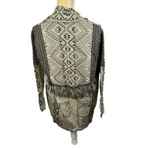 Uludag Triko Cardigan Women's Size M Sweater Fringe‎ Boho Southwestern Aztec
